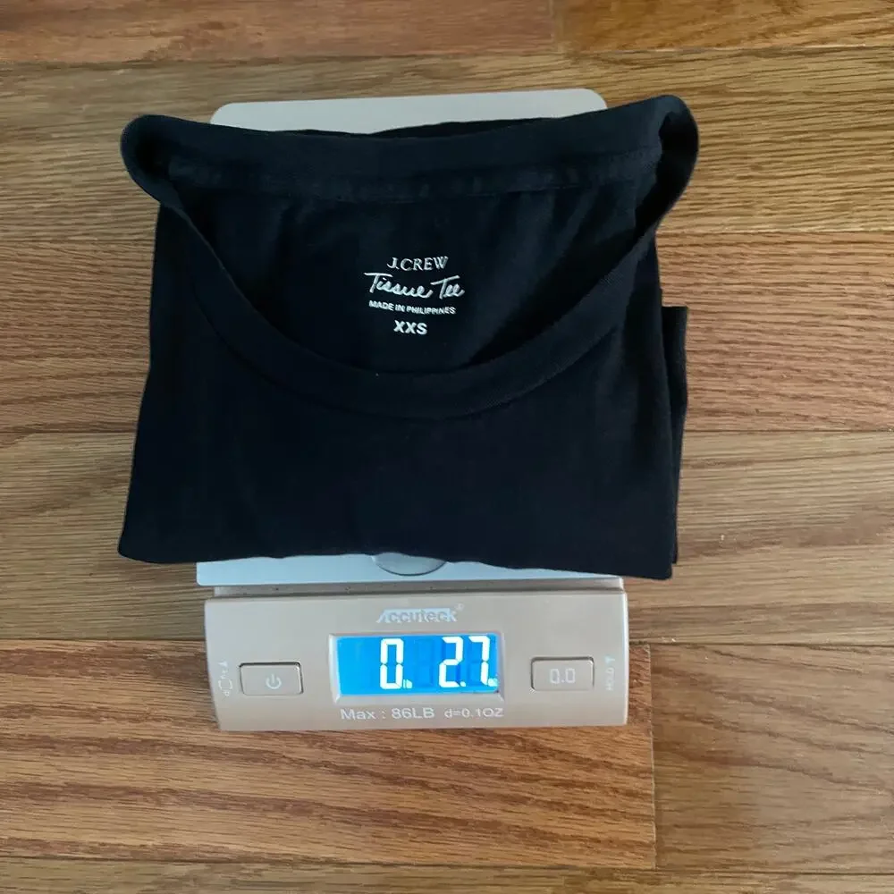J. Crew Tissue Tee Long Sleeve Black Womens XXS Minimalist Everyday Basic Casual